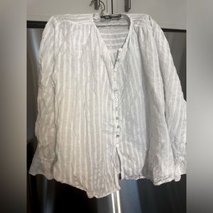 White Zara top with silver thread worn once